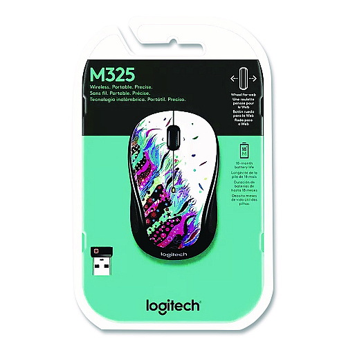 Logitech M325 Wireless Mouse, 2.4 GHz Frequency/30 ft Wireless Range, Left/Right Hand Use, Celebrate (180063)