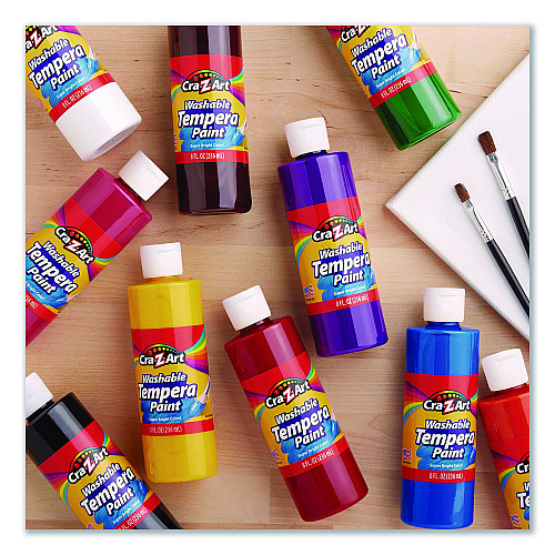 Cra-Z-Art Washable Tempera Paint, 10 Assorted Colors, 8 oz Bottle, 10/Pack (01610)