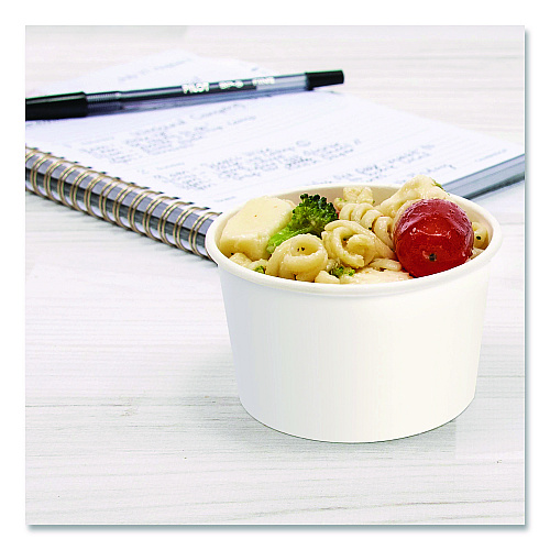 SOLO Double Poly Paper Food Containers, 5 oz, 3.38" Diameter x 2.01"h, White, Paper, 1,000/Carton (S605T02050)