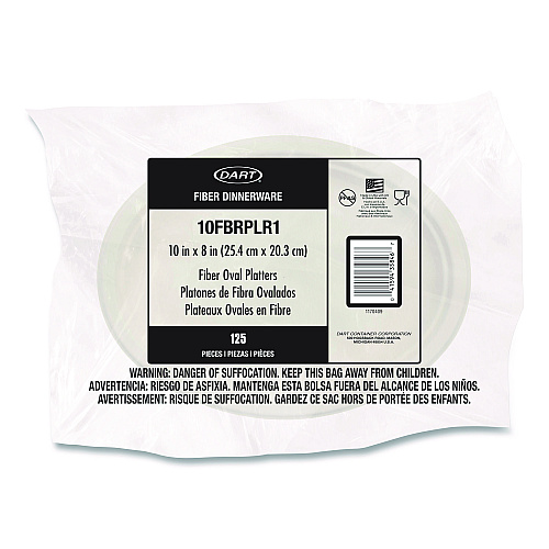 Dart Compostable Molded Fiber Dinnerware, Platter, 10" Diameter, Natural, 500/Carton (10FBRPLR1)
