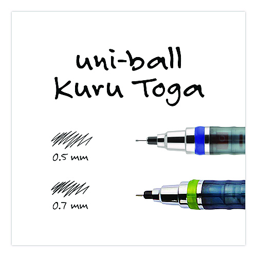 uni-ball KuruToga Mechanical Pencil with Tube of Diamond Lead, 0.7 mm, HB (#2), Black Lead, Black/Green Barrel (1858549)