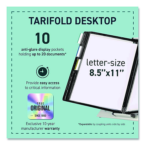 Tarifold Desktop Reference System, 10 Panels with Black Borders, White Base (D271)