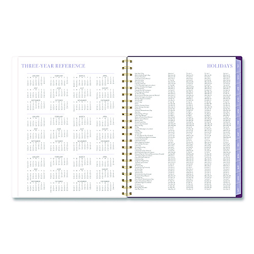 Cambridge Leah Bisch Petite Floral Academic Weekly Monthly Planner, 11 x 8.5, Purple/Green Cover, 12-Month (July to June): 2025 to 2026 (LB38905A)