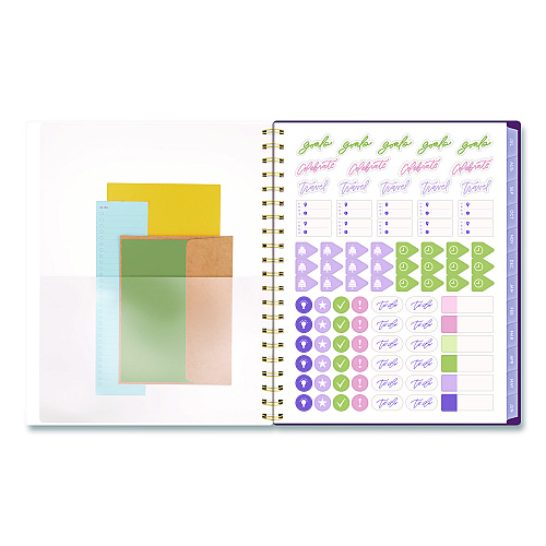 Cambridge Leah Bisch Petite Floral Academic Weekly Monthly Planner, 11 x 8.5, Purple/Green Cover, 12-Month (July to June): 2025 to 2026 (LB38905A)