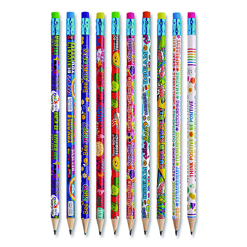Cra-Z-Art Pencils Motivational Classpack, #2 Black Lead, Assorted Barrels, 10 Designs, 250 Pencils/Set (740171)