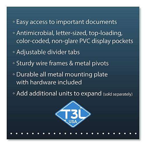Tarifold Antimicrobial Desktop Reference and Display System, 10 Panels with Assorted Borders, White Base (DA291)