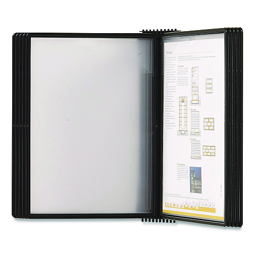 Tarifold Easy-Load Wall Display Unit, 10 Panels with Black Borders, Black Base (EZW771)