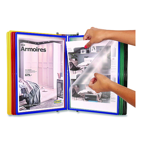 Tarifold Easy-Load Wall Display Unit, 10 Panels with Assorted Borders, White Base (EZW791)