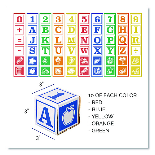 Bankers Box At Play 123 ABC Learning Blocks, Corrugated Board, Assorted, 50/Pack (100016408)