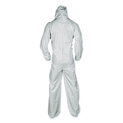 KleenGuard KGA35 Liquid and Particle Protection Coveralls, Elastic Wrists, Ankles and Hood, 4X-Large, White, 25/Carton (38943)
