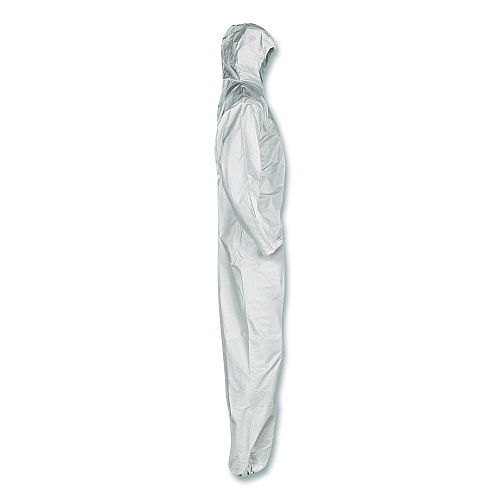 KleenGuard KGA35 Liquid and Particle Protection Coveralls, Elastic Wrists, Ankles and Hood, 4X-Large, White, 25/Carton (38943)