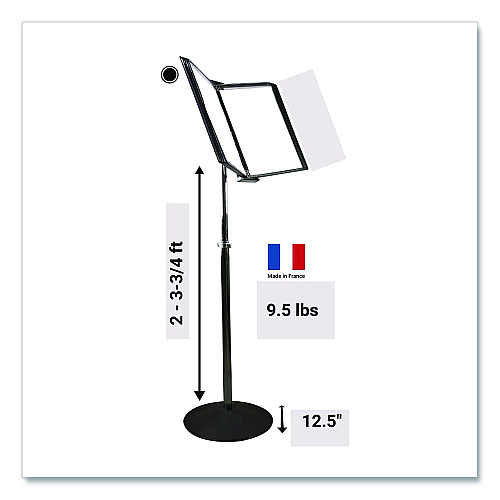 Tarifold Floor Display Document Stand, 25" to 44" Tall, 10 Panels with Black Borders, Black Base (F271)