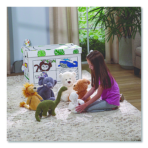 Bankers Box At Play Color in Toy Box, Animal Design, 1 Section, 5.25 Cu Ft, 28" x 18" x 18", White/Black (1231701)