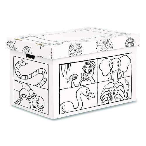 Bankers Box At Play Color in Toy Box, Animal Design, 1 Section, 5.25 Cu Ft, 28" x 18" x 18", White/Black (1231701)