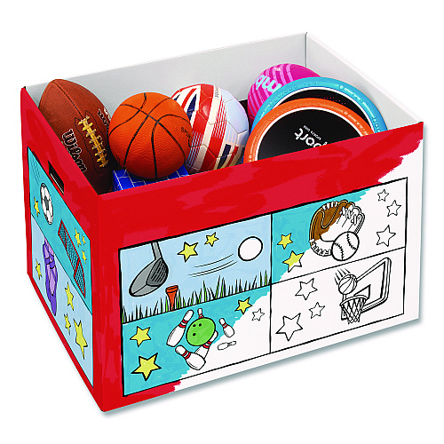 Bankers Box At Play Color in Toy Box, Sports Design, 1 Section, 5.25 cu ft, 28" x 18" x 18", White/Black (1231601)
