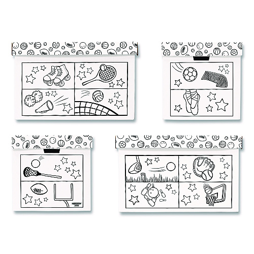 Bankers Box At Play Color in Toy Box, Sports Design, 1 Section, 5.25 cu ft, 28" x 18" x 18", White/Black (1231601)