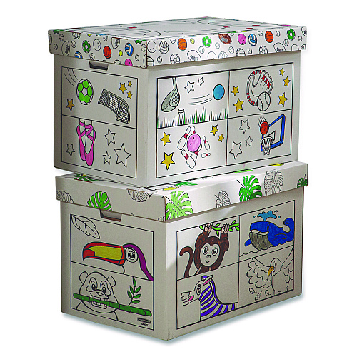 Bankers Box At Play Color in Toy Box, Sports Design, 1 Section, 5.25 cu ft, 28" x 18" x 18", White/Black (1231601)