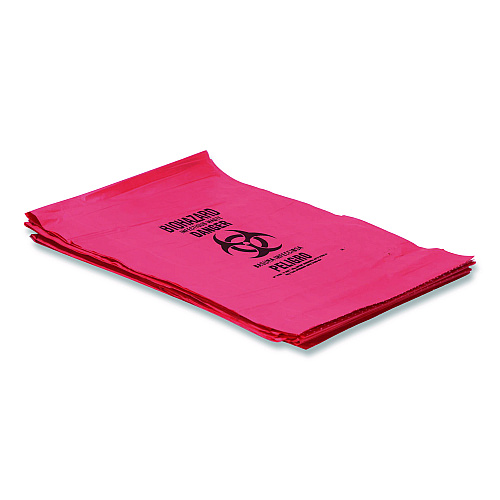 Heritage Healthcare Biohazard Printed Low-Density Can Liners, Biohazard, 45 gal, 1.3 mil, 40 x 46, Red, Flat Pack, 200/Carton (A8046PR)