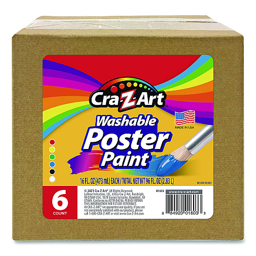 Cra-Z-Art Washable Kids Paint, Assorted Colors, 16 oz Bottle, 6/Pack (01611)