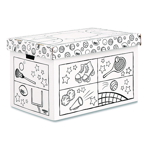 Bankers Box At Play Color in Toy Box, Sports Design, 1 Section, 5.25 cu ft, 28" x 18" x 18", White/Black (1231601)