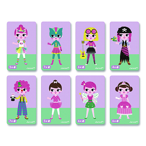 Janod Magneti'books, Girl's Costumes, 54 Pieces (8 Cards, 46 Magnetic Shapes), Ages 3 to 8 (J02718)