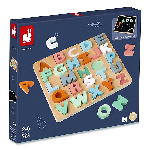 Janod Sweet Cocoon, Double-Sided Chunky Alphabet Puzzle, Ages 2 to 6 (J04412)