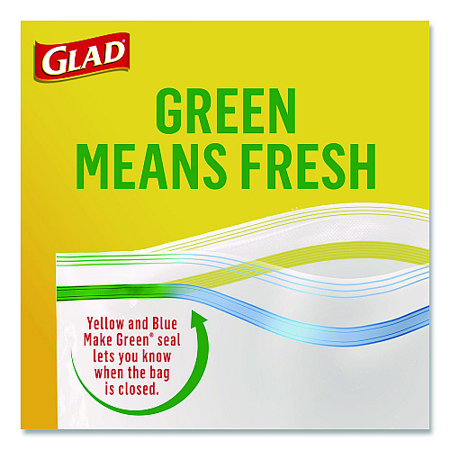 Glad Zipper Food Storage Plastic Bags, Quart Size, 7.75 x 7, Clear, 25 Bags/Box, 12 Boxes/Carton (55052)