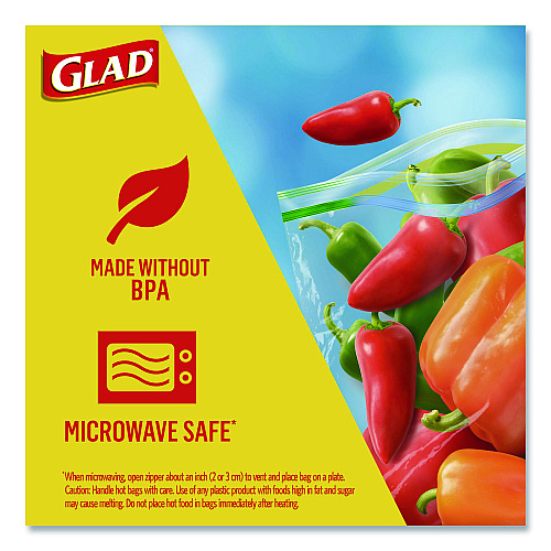Glad Zipper Food Storage Plastic Bags, Quart Size, 7.75 x 7, Clear, 25 Bags/Box, 12 Boxes/Carton (55052)