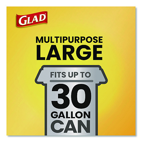 Glad Large Quick-Tie Trash Bags, Extra Strong, 30 gal, 0.81 mil, 30 x 33, Black, 40 Bags/Box, 4 Boxes/Carton (60035)