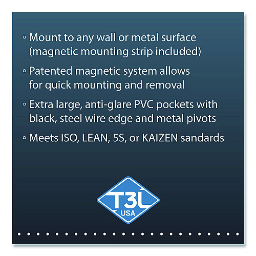 Tarifold PRO Series Magnetic Wall Reference System, 10 Panels with Black Borders, Black Base (TP920307)