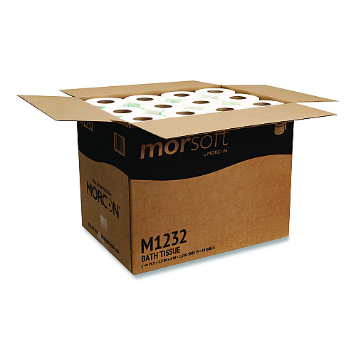 Morsoft Controlled Bath Tissue, Septic Safe, 1-Ply, White, 1,200 Sheets/Roll, 48 Rolls/Carton
