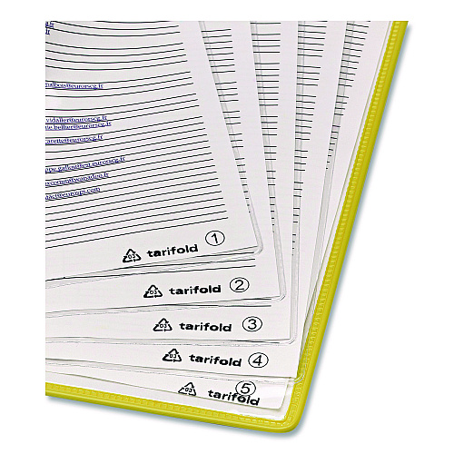 Tarifold Foldfive Pockets, 25 Sections, Clear Panel Assorted Color Border, 5/Pack (P095F)
