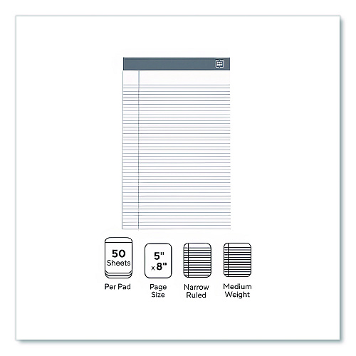 TRU RED Notepads, Narrow Rule, 50 White 5 x 8 Sheets, 12/Pack (24419917)