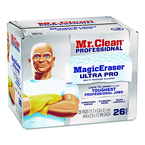Mr. Clean Magic Eraser Ultra Pro Multi-Purpose Cleaner, 4.72 x 1.38 x 2.56 Thick, White, 26/Carton (17406)