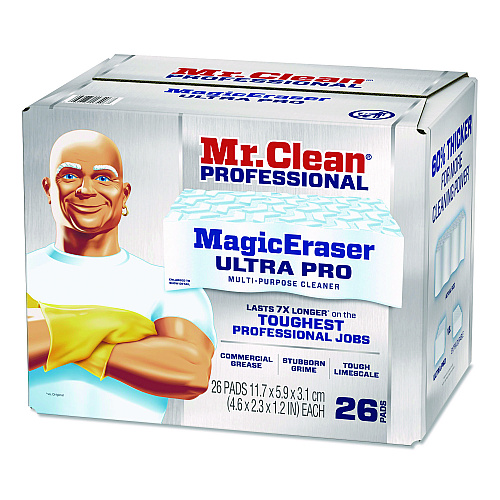 Mr. Clean Magic Eraser Ultra Pro Multi-Purpose Cleaner, 4.72 x 1.38 x 2.56 Thick, White, 26/Carton (17406)