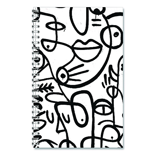 House of Doolittle Recycled Non-Dated Monthly/Weekly Planner, Abstract Faces, Black/White Cover, Undated (212141)