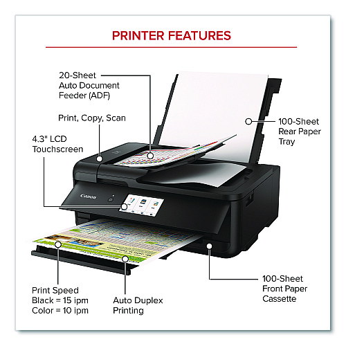Canon PIXMA TS9520a Wireless All-in-One Inkjet Printer, Copy/Print/Scan