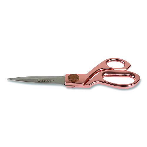 Westcott Vintage Stainless Steel Scissors, 8" Long, Offset Rose Gold Handle (16968)