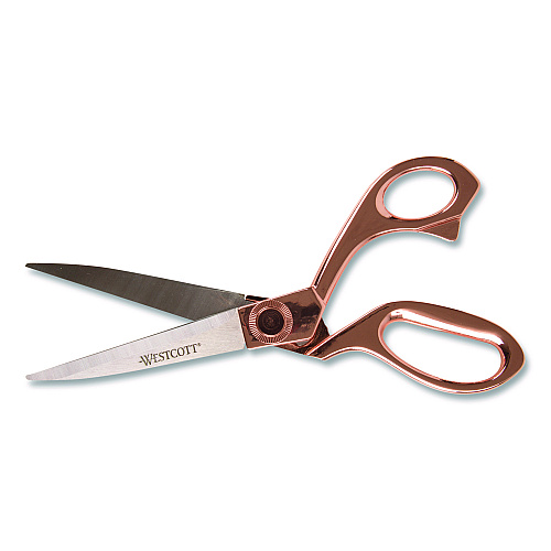 Westcott Vintage Stainless Steel Scissors, 8" Long, Offset Rose Gold Handle (16968)