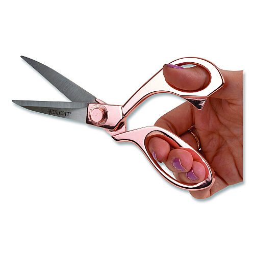 Westcott Vintage Stainless Steel Scissors, 8" Long, Offset Rose Gold Handle (16968)