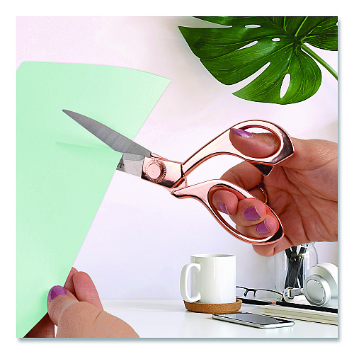 Westcott Vintage Stainless Steel Scissors, 8" Long, Offset Rose Gold Handle (16968)