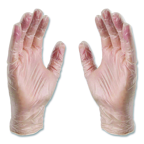 X3 by AMMEX Industrial Vinyl Gloves, Small, Clear, 100/Box (GPX342100BX)