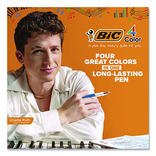 BIC 4-Color Shine Multi-Color Ballpoint Pen, Retractable, Medium 1mm, Black/Blue/Green/Red Ink, Assorted Metallic Barrels, 3/Pack (MMMTP31AST)