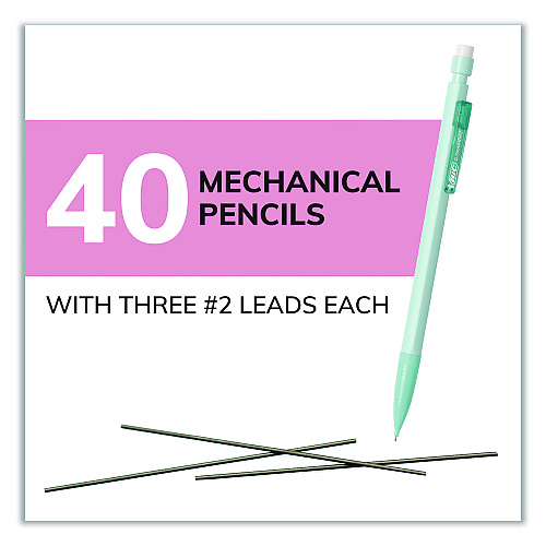 BIC Xtra Smooth Mechanical Pencil, HB #2 Black Lead, Assorted Pastel Color Barrels, 40/Pack (MP40TXBLK)