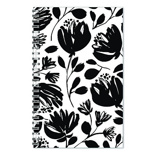 House of Doolittle Recycled Non-Dated Monthly/Weekly Planner, Black and White Floral, Black/White Cover,  Undated (212149)