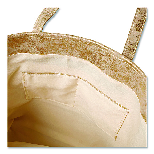 Martha Stewart Deluxe Tote Bag, Large, Accommodates Laptops Up to 13", 14.25" x 4" x 16.25", Beige/Gold (MS106A)