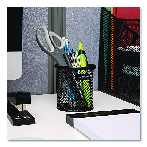 Mind Reader Metal Mesh Utensil Holder, 3.5" dia x 3.7"h, Black, 3/Pack (CLIPMESH3BLK)