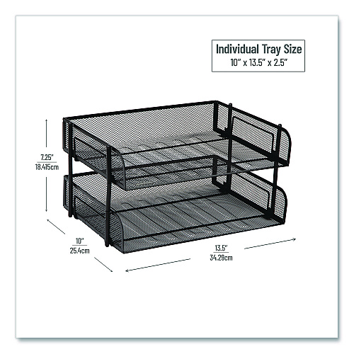 Mind Reader Stackable Paper Desk Tray Organizer, Letter Size, 10 x 13.5 x 2.5, Black, 2/Pack (ESTACK2BLK)