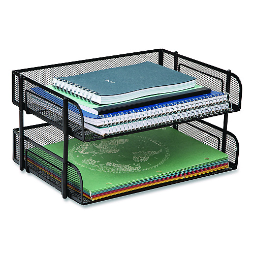 Mind Reader Stackable Paper Desk Tray Organizer, Letter Size, 10 x 13.5 x 2.5, Black, 2/Pack (ESTACK2BLK)