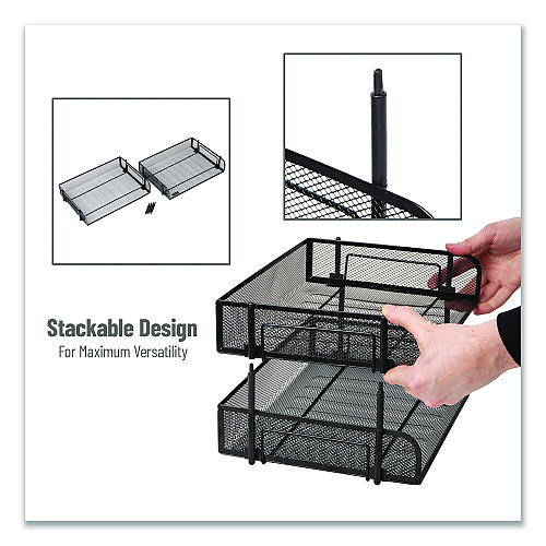 Mind Reader Stackable Paper Desk Tray Organizer, Letter Size, 10 x 13.5 x 2.5, Black, 2/Pack (ESTACK2BLK)